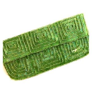 Lime beaded clutch